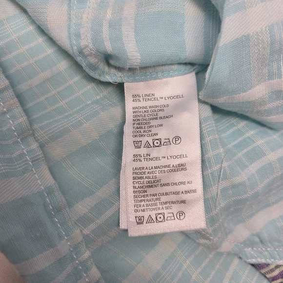 Tommy Bahama Long Sleeve Linen Flip Cuff Shirt Sea Green Plaid Men's Size L - Picture 4 of 9